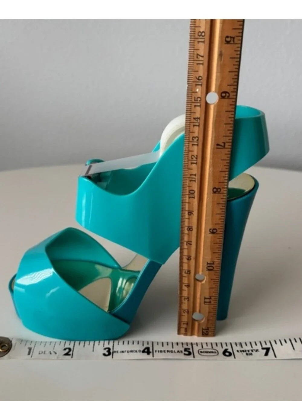 Turquoise High-Heel Tape Dispenser - Fashionable Desk Accessory
